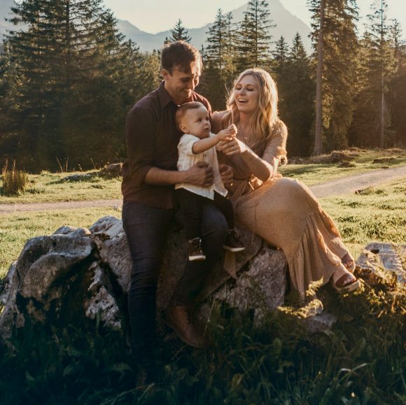 Family resting in nature