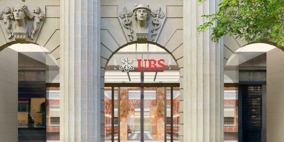 Entrance of a UBS office building